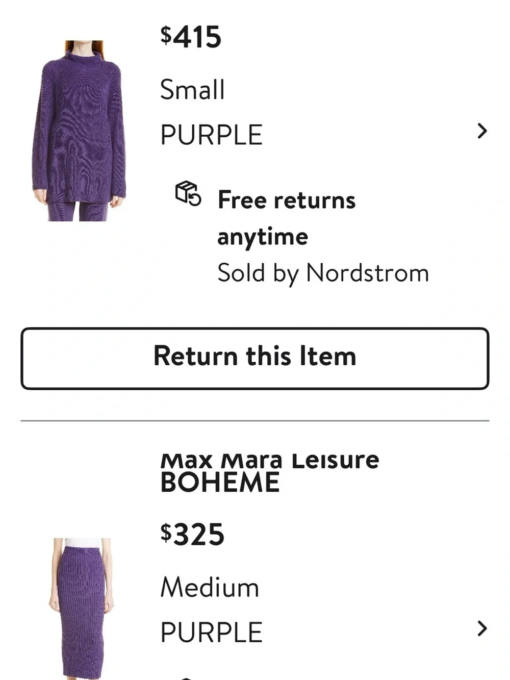 MAX MARA Purple Ribbed Two Piece Skirt Set-LIKE NEW